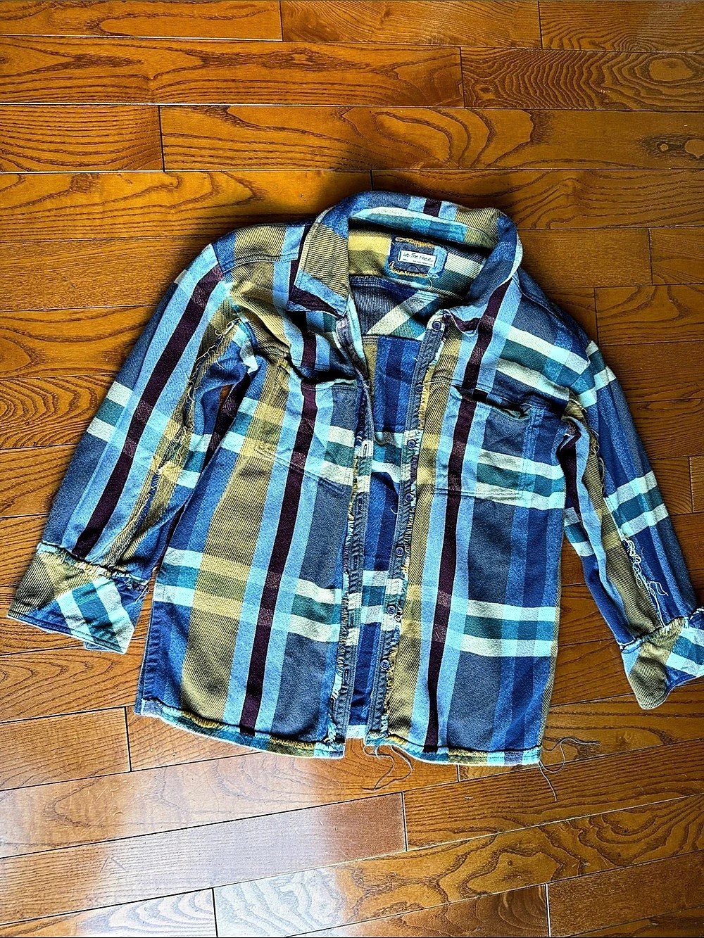 We The Free Plaid Cotton Flannel in Blue & White Size Small